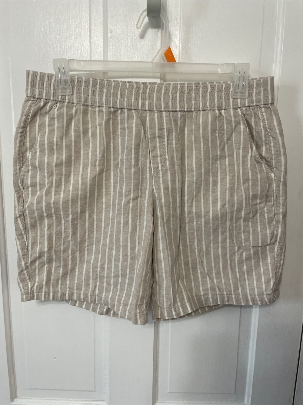 Sonoma Beige and White Striped Linen/Cotton Shorts